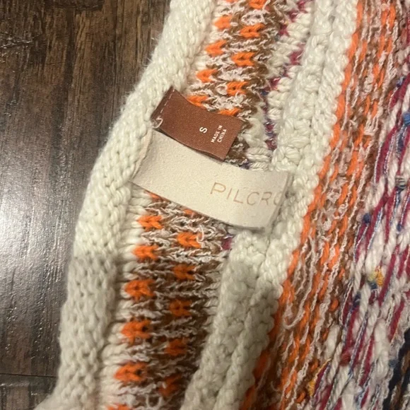 Anthropologie Pilcro knit peplum with chambray flounce so small - Picture 4 of 6